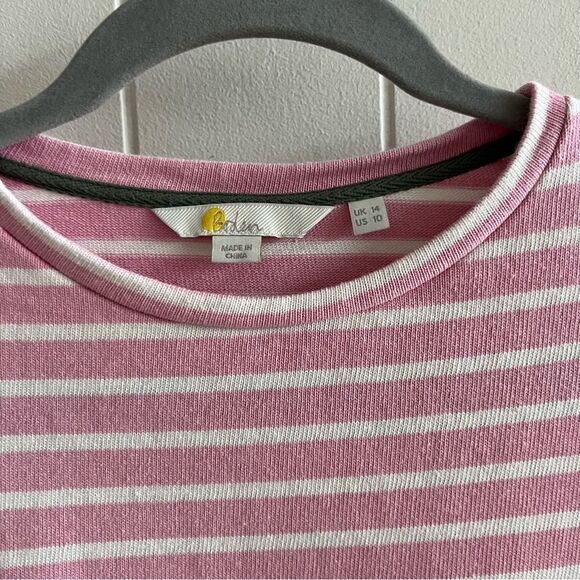 Boden Pastel Pink Striped Cotton Blouse With Ruffle Sleeves - Picture 4 of 13